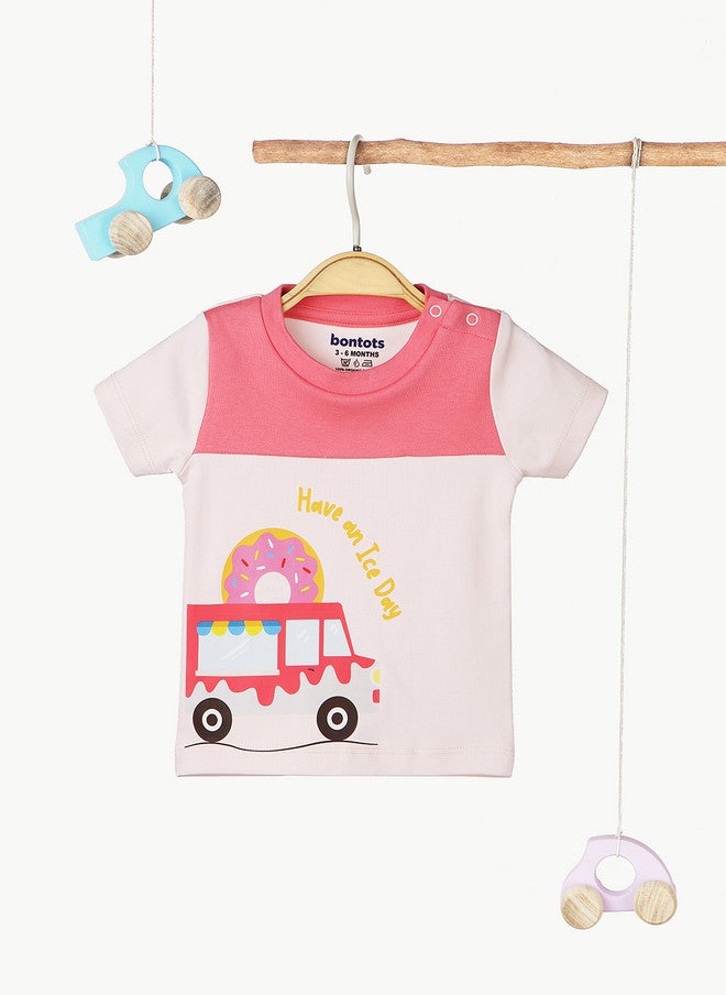 BONTOTS Infant Girls Ice Cream Truck Printed Organic Cotton T-Shirt - Image 2